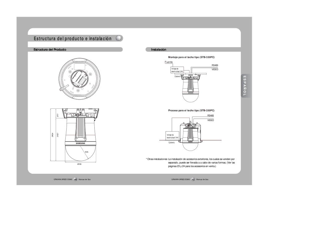 Samsung SPD-3300 instruction manual Estructura del producto e instalación, Estructura del Producto 