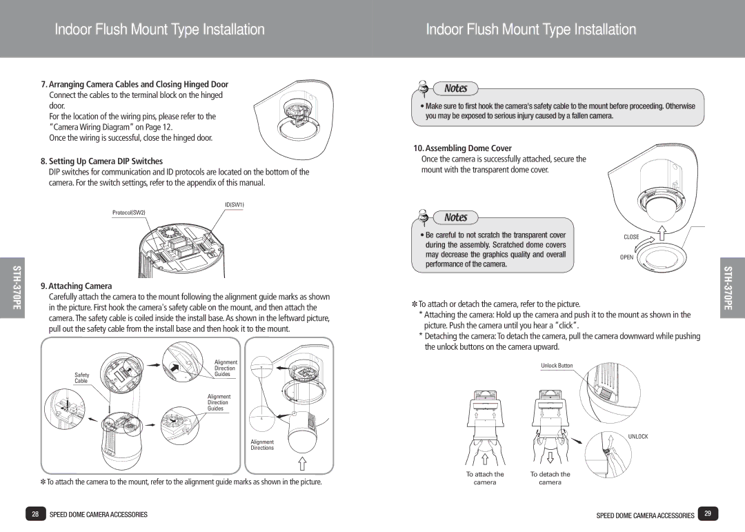 Samsung SPD-3700T installation manual Attaching Camera 