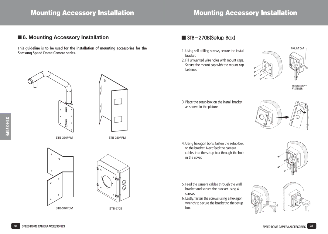 Samsung SPD-3700T installation manual Mounting Accessory Installation 