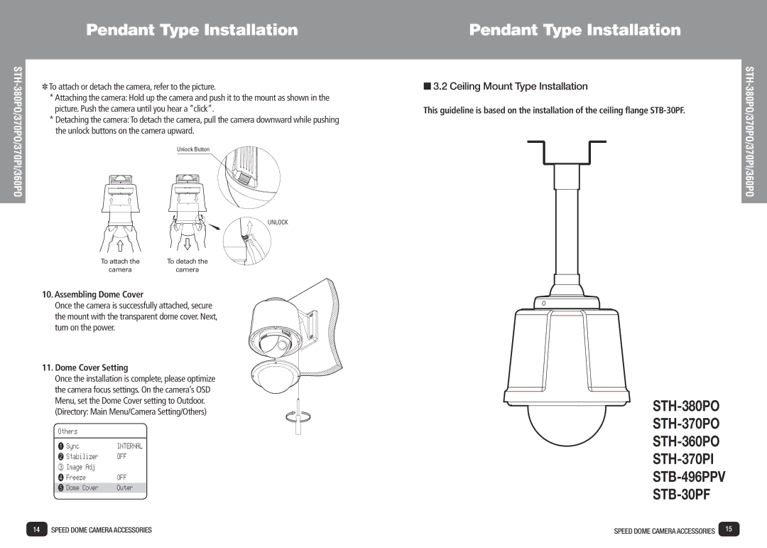 Samsung SPD-3700T installation manual Assembling Dome Cover, Dome Cover Setting 