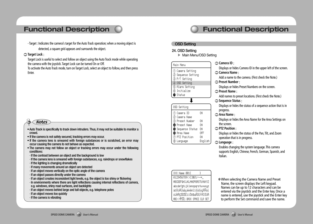 Samsung SPD-3750T, SPD-3350 user manual OSD Setting 