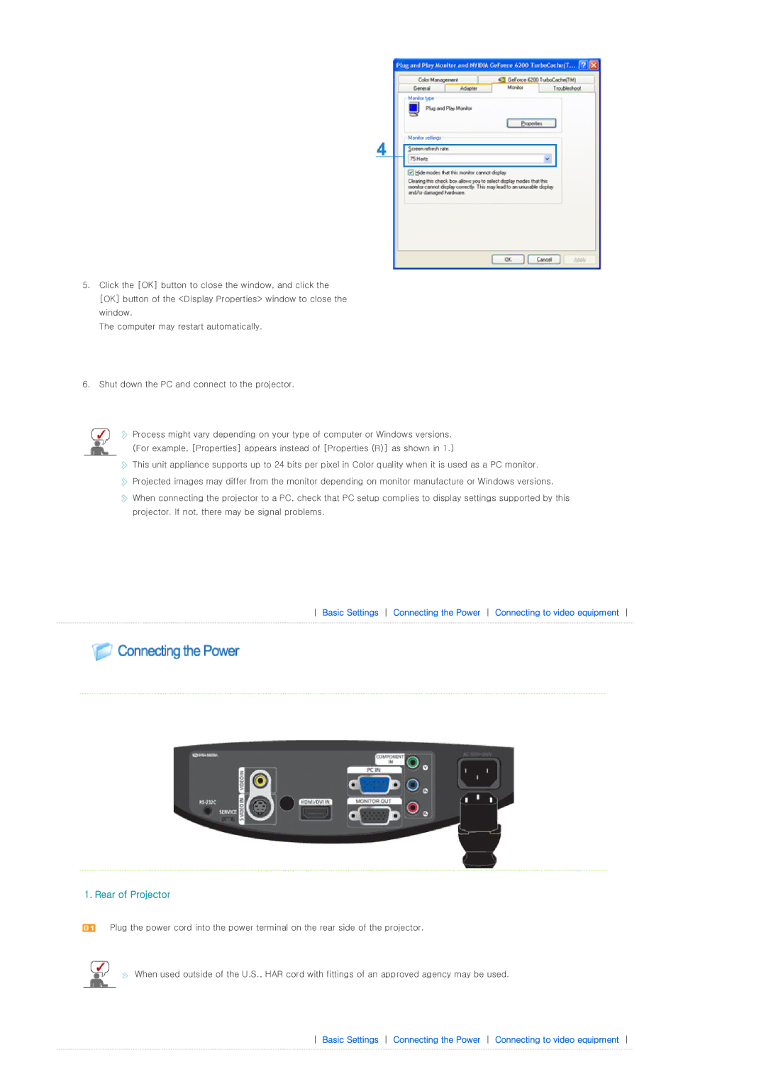 Samsung SPD300BX/EDC, SP-D300BX manual Rear of Projector 