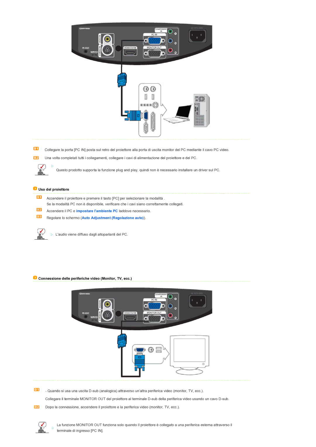 Samsung SPD300BX/EDC manual Regolare lo schermo Auto Adjustment Regolazione auto 