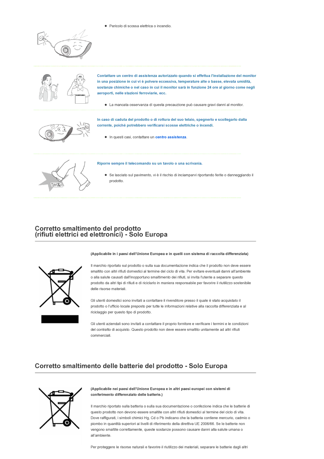 Samsung SPD300BX/EDC manual Riporre sempre il telecomando su un tavolo o una scrivania 