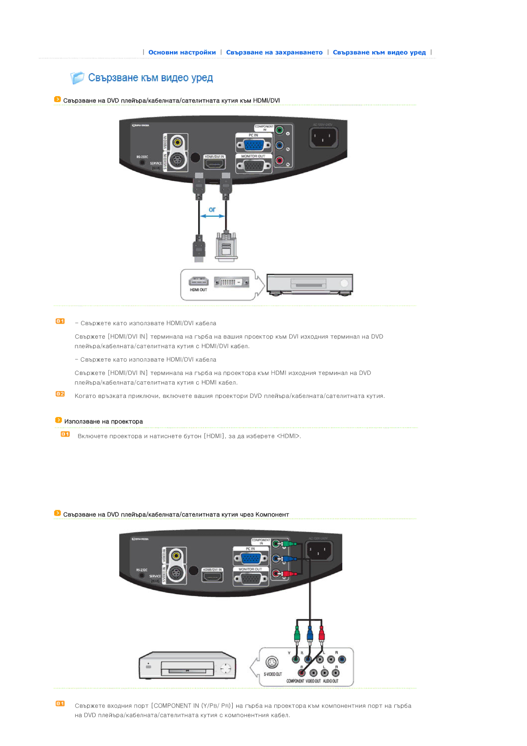 Samsung SPD300BX/EDC manual Използване на проектора 