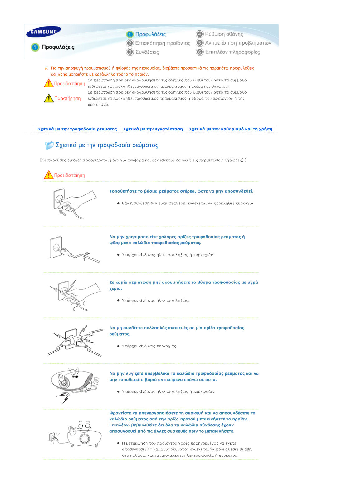 Samsung SPD300BX/EDC manual Υπάρχει κίνδυνος ηλεκτροπληξίας ή πυρκαγιάς 