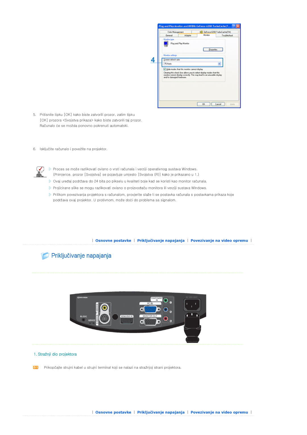 Samsung SPD300BX/EDC manual Stražnji dio projektora 