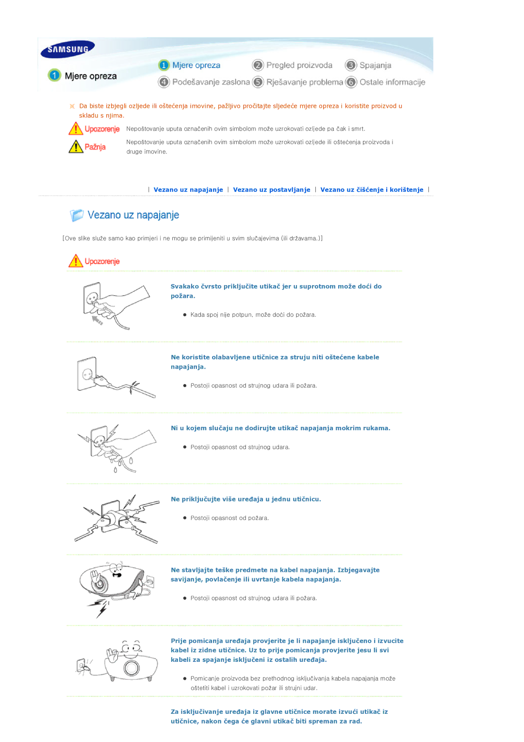 Samsung SPD300BX/EDC manual Ne priključujte više uređaja u jednu utičnicu 