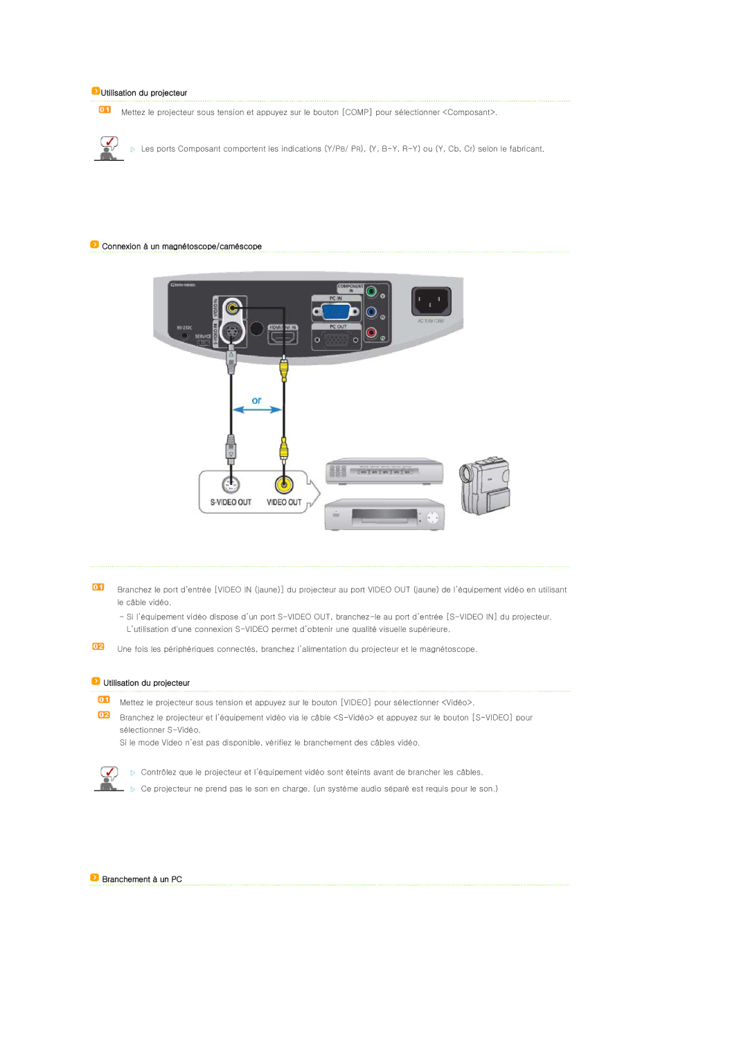 Samsung SPD400SFX/EN, SPD400SX/EN manual Connexion à un magnétoscope/caméscope 