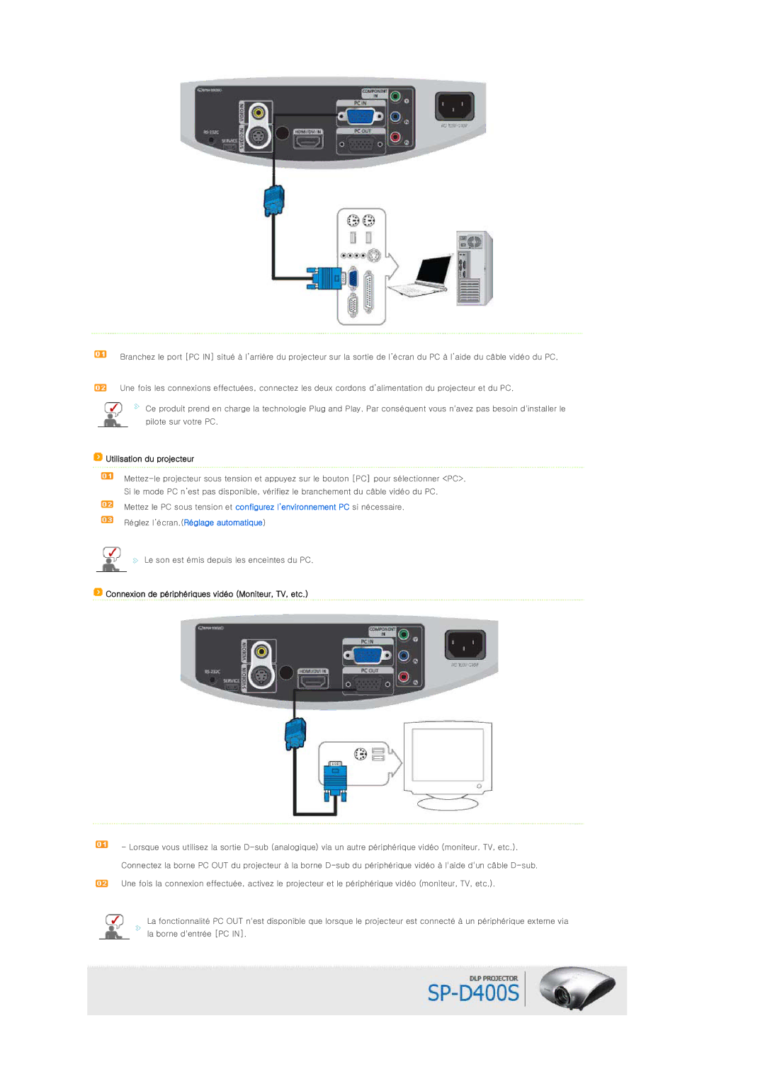 Samsung SPD400SX/EN, SPD400SFX/EN manual Réglez l’écran.Réglage automatique 