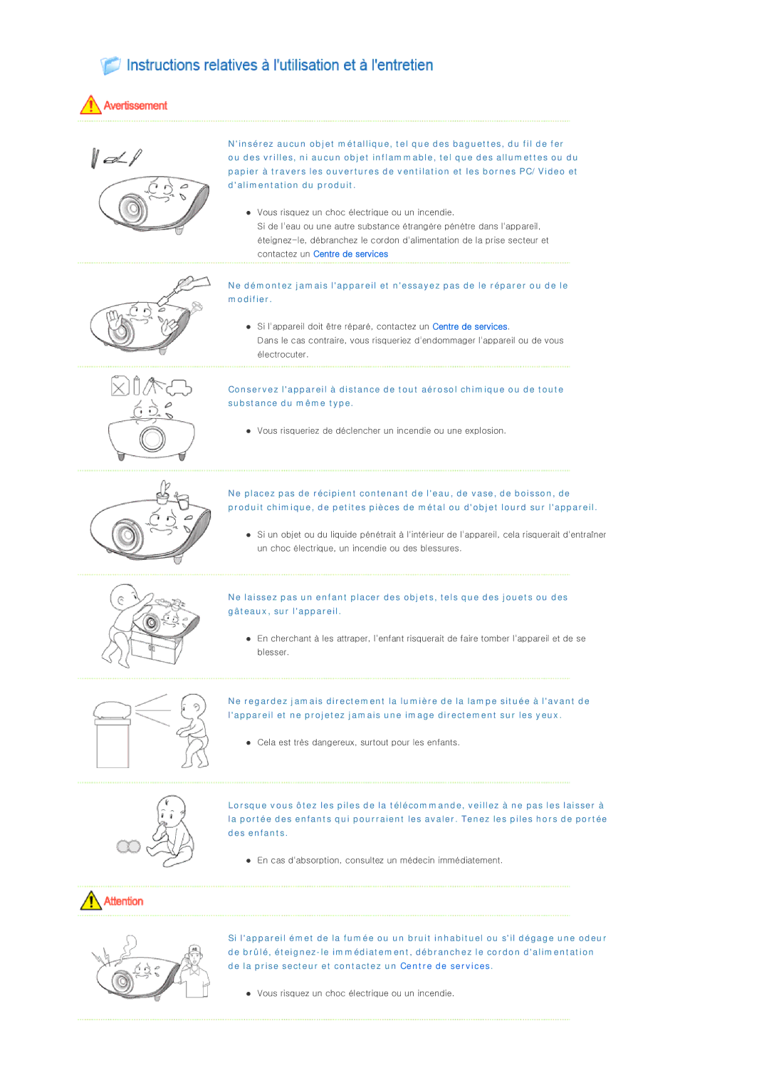 Samsung SPD400SFX/EN, SPD400SX/EN manual Vous risqueriez de déclencher un incendie ou une explosion 