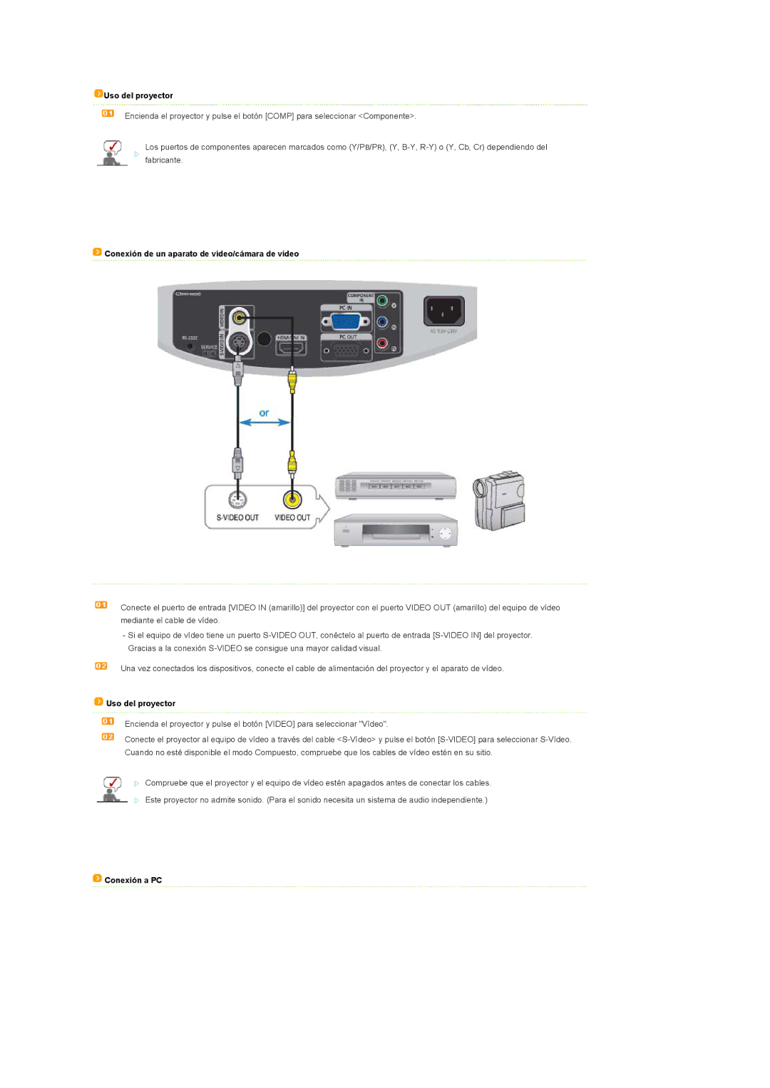 Samsung SPD400SX/EN, SPD400SFX/EN manual Conexión de un aparato de vídeo/cámara de vídeo 