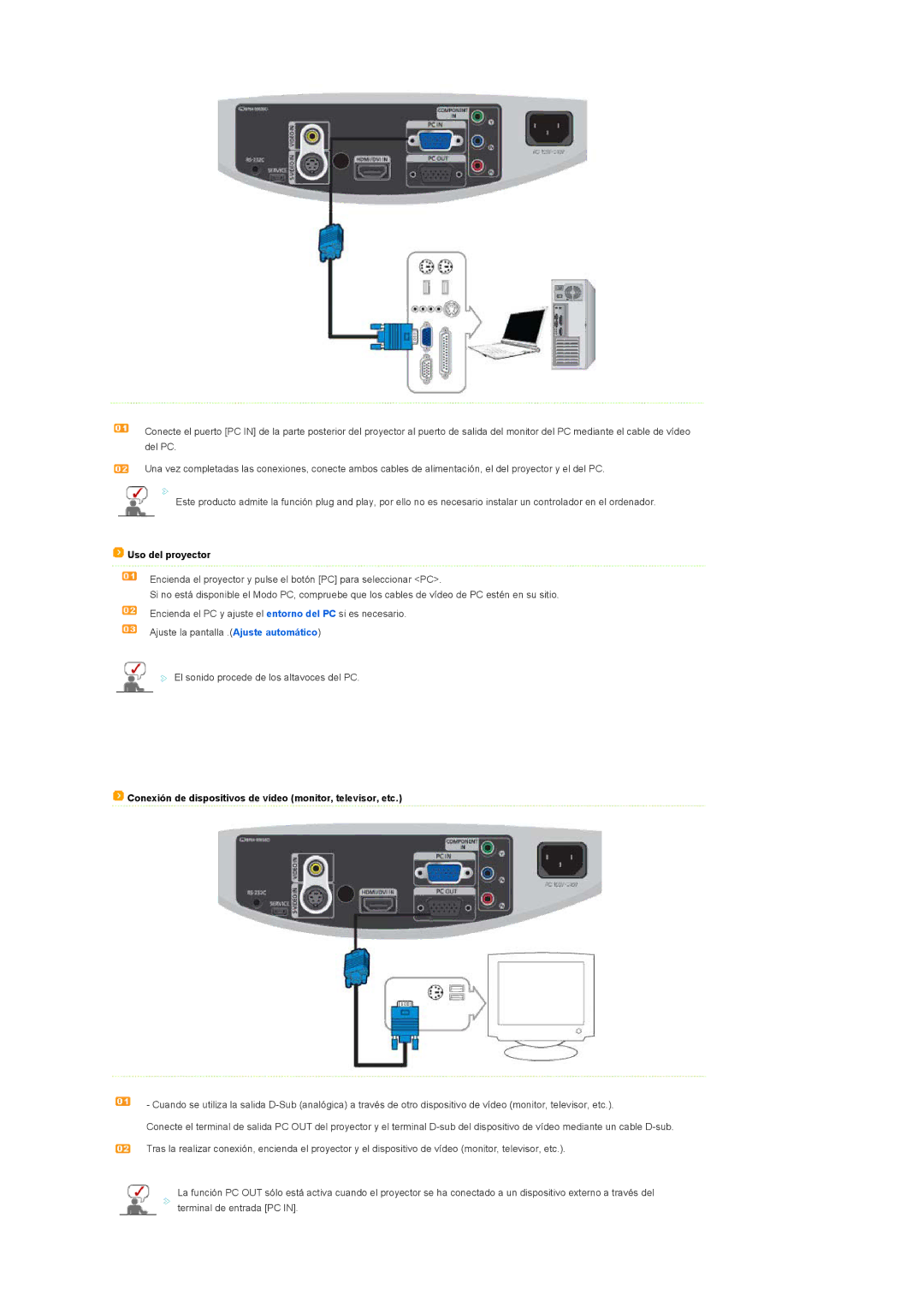 Samsung SPD400SFX/EN, SPD400SX/EN manual Conexión de dispositivos de vídeo monitor, televisor, etc 