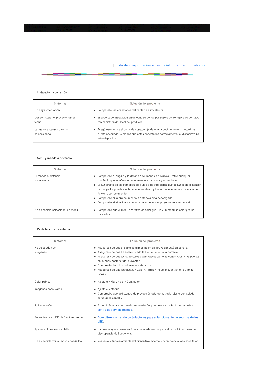 Samsung SPD400SFX/EN, SPD400SX/EN manual Lista de comprobación antes de informar de un problema 