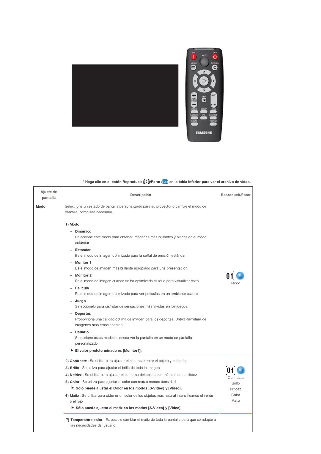 Samsung SPD400SFX/EN, SPD400SX/EN manual Ajuste de Descripción, Reproducir/Parar 