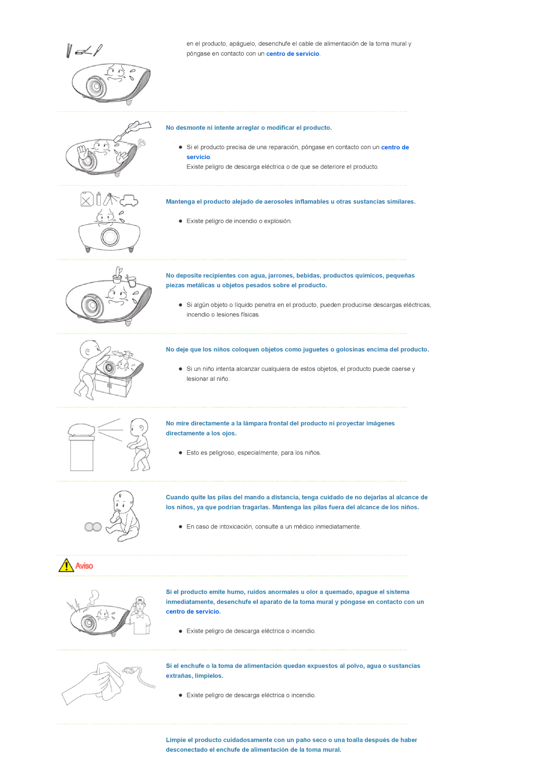 Samsung SPD400SFX/EN, SPD400SX/EN manual No desmonte ni intente arreglar o modificar el producto 