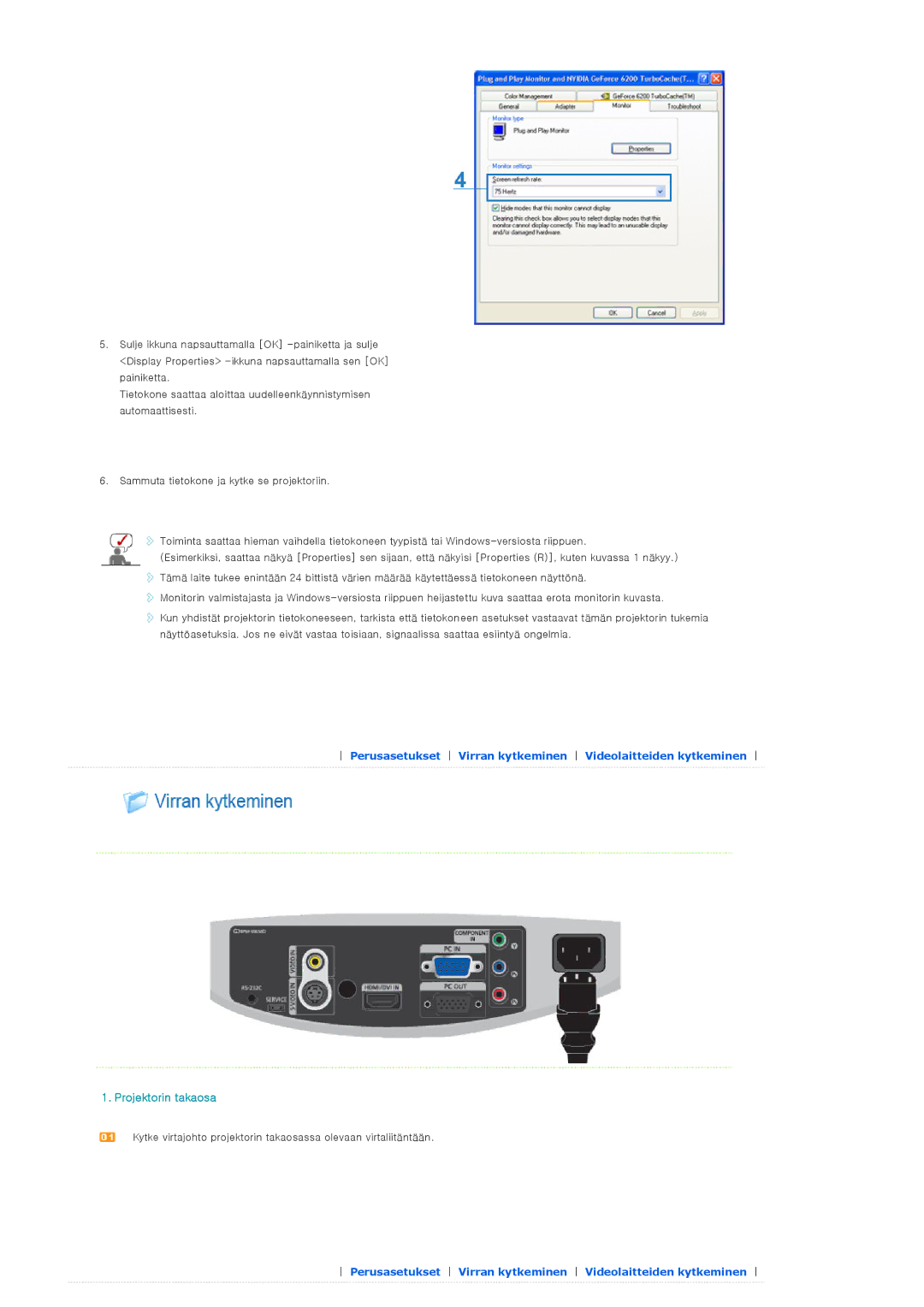 Samsung SPD400SX/EN, SPD400SFX/EN manual Projektorin takaosa 