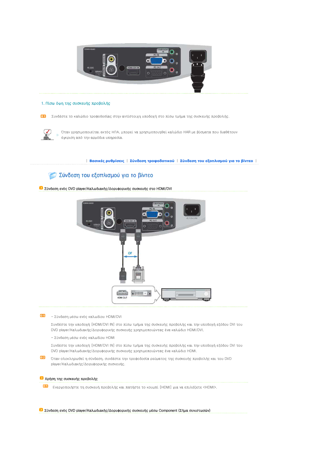 Samsung SPD400SX/EN, SPD400SFX/EN manual Πίσω όψη της συσκευής προβολής 