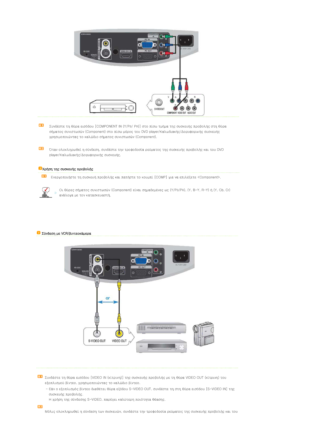 Samsung SPD400SFX/EN, SPD400SX/EN manual Σύνδεση με VCR/βιντεοκάμερα 