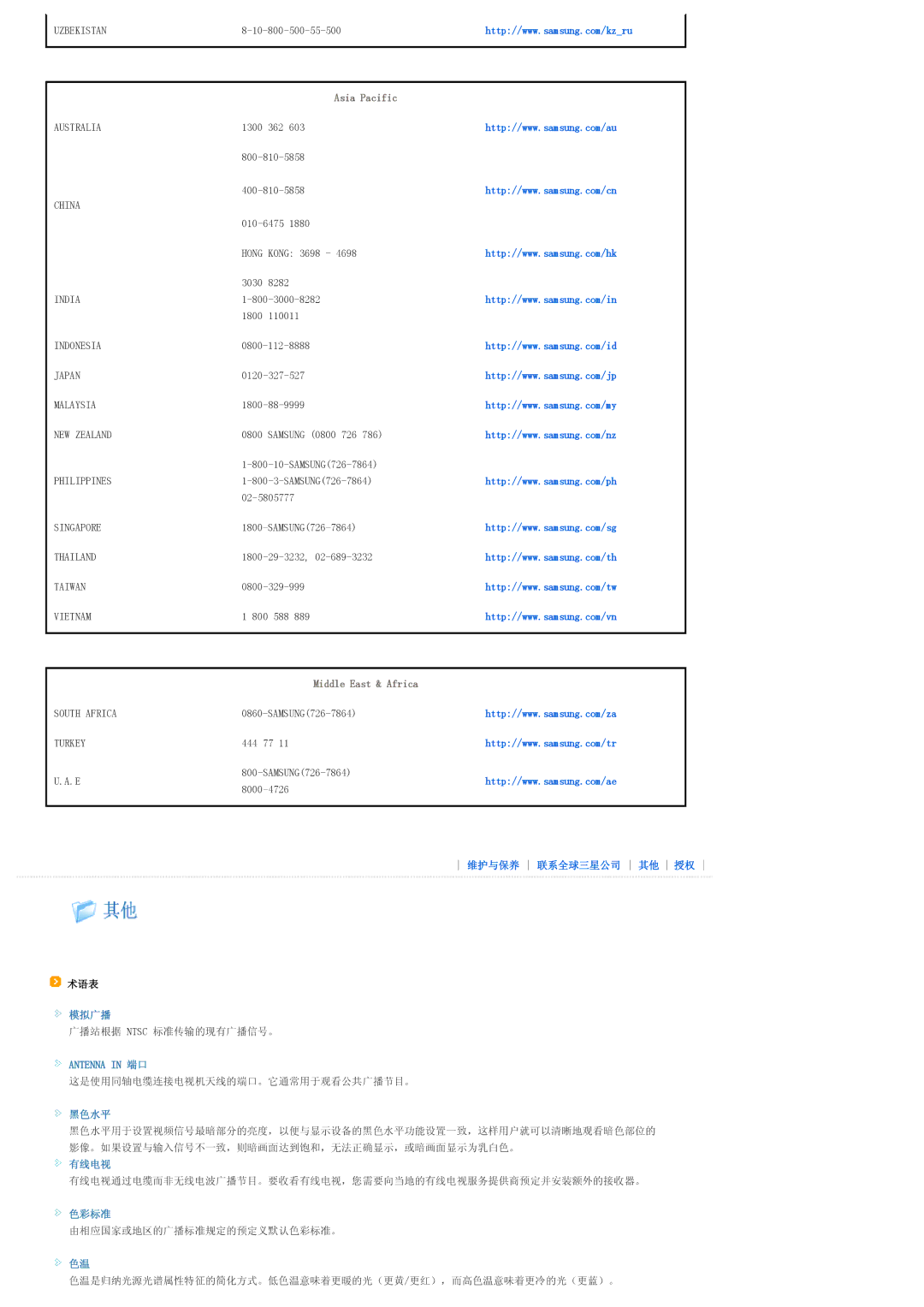 Samsung SPD400SFX/EN, SPD400SX/EN manual 模拟广播, Antenna in 端口, 黑色水平, 有线电视, 色彩标准 