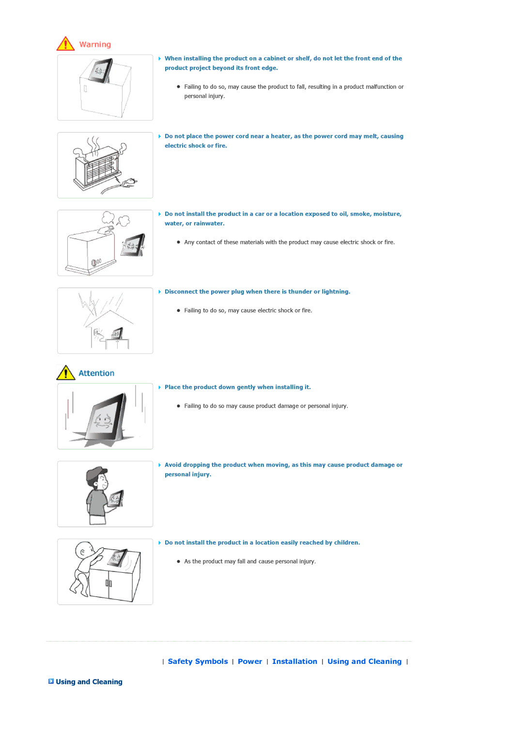 Samsung SPF-105P manual Using and Cleaning 