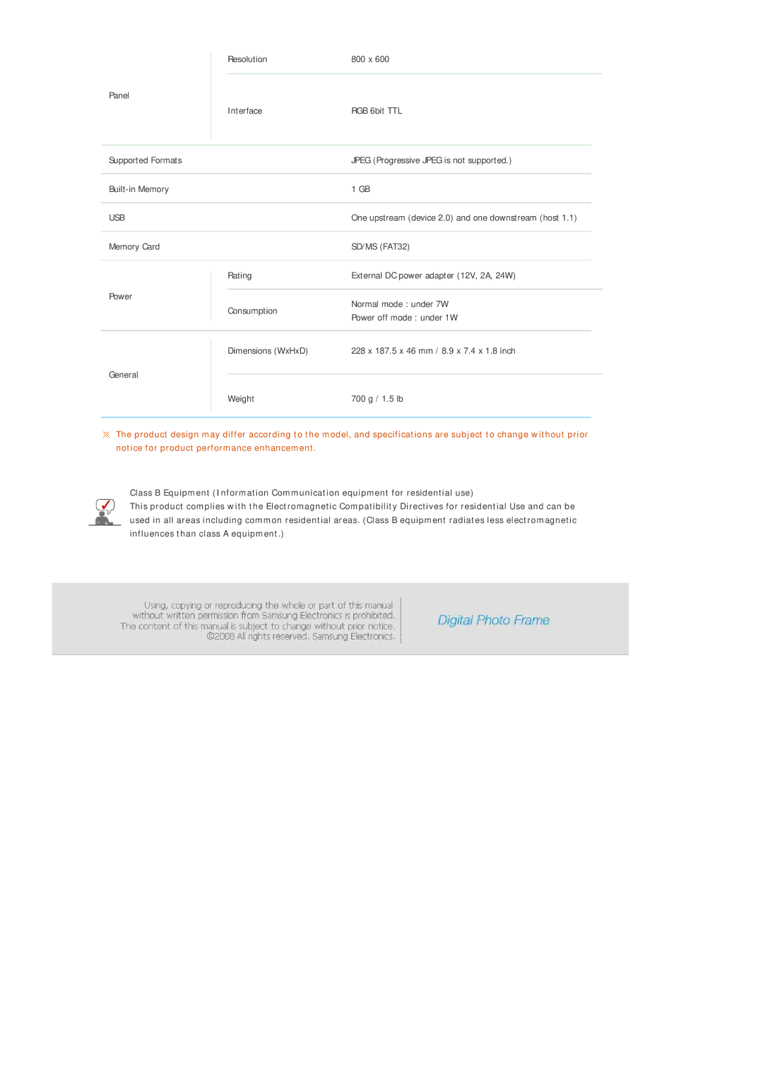 Samsung SPF-76H, SPF-75H, SPF-86H manual One upstream device 2.0 and one downstream host 