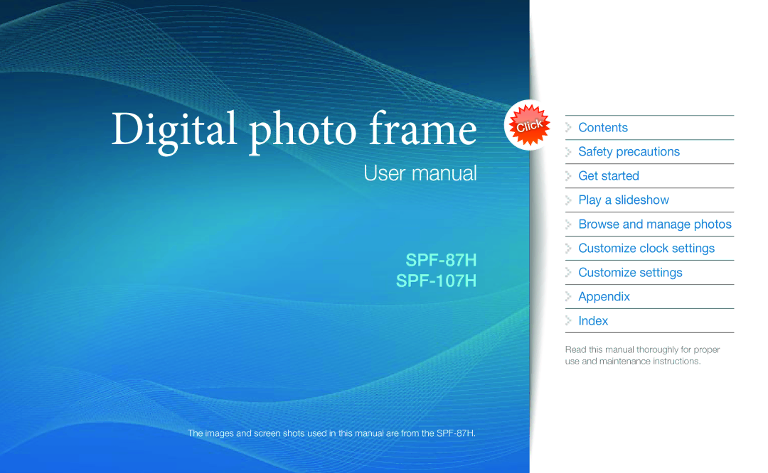 Samsung SPF-107H, SPF-87H user manual Digital photo frame 