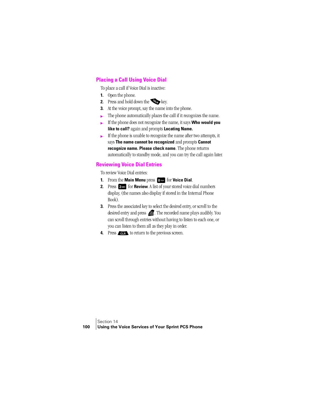 Samsung SPH-A400SS manual Placing a Call Using Voice Dial, Reviewing Voice Dial Entries 