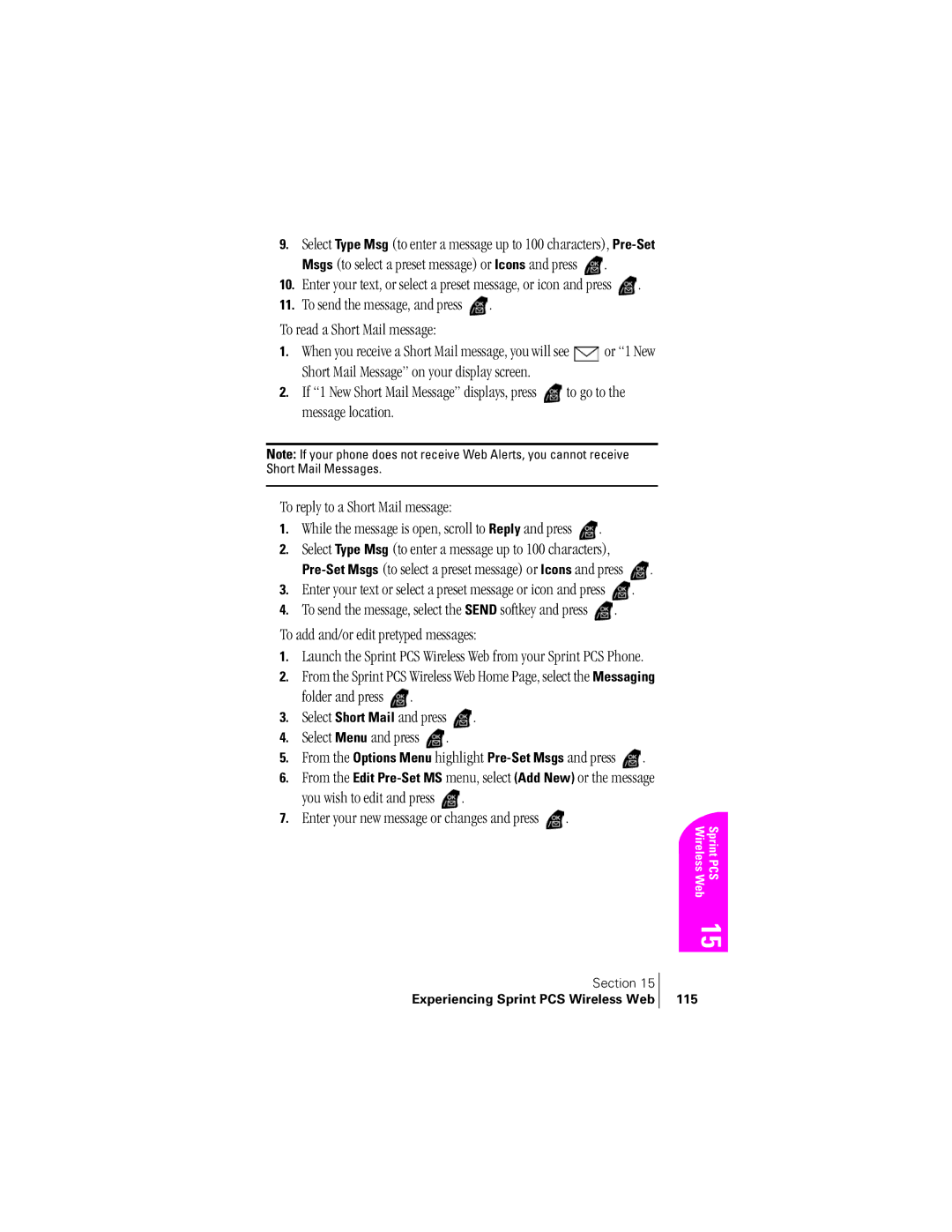 Samsung SPH-A400SS manual Msgs to select a preset message or Icons and press, To add and/or edit pretyped messages 