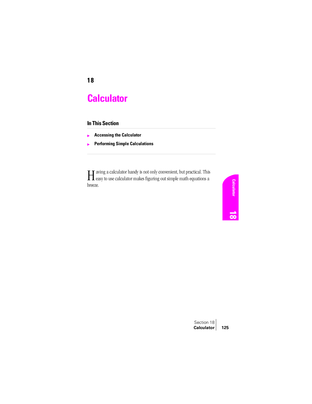 Samsung SPH-A400SS manual Breeze, Accessing the Calculator Performing Simple Calculations 