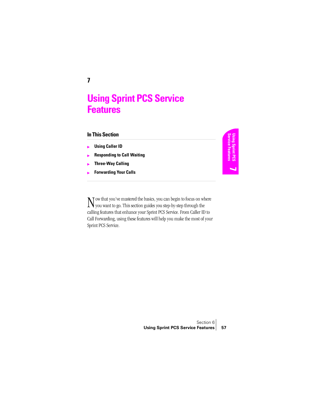 Samsung SPH-A400SS manual Using Sprint PCS Service Features 