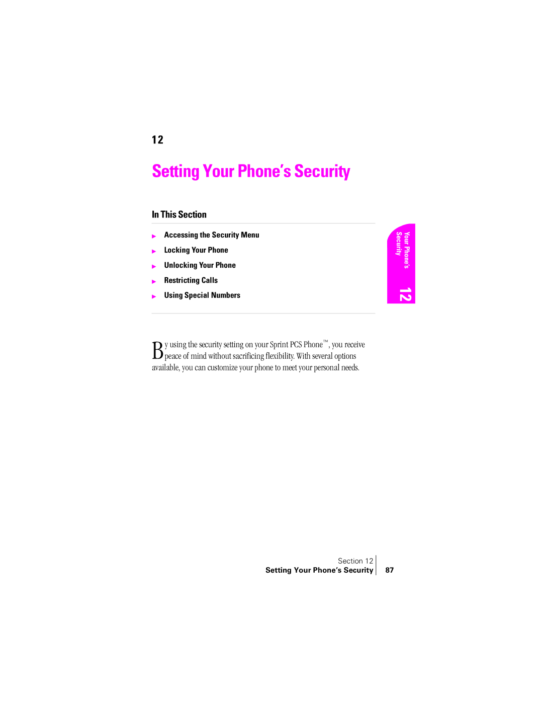 Samsung SPH-A400SS manual Setting Your Phone’s Security, Using Special Numbers 