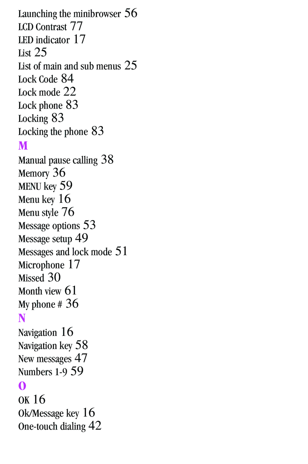 Samsung SPH-a500 Series manual Missed 30 Month view 61 My phone # 