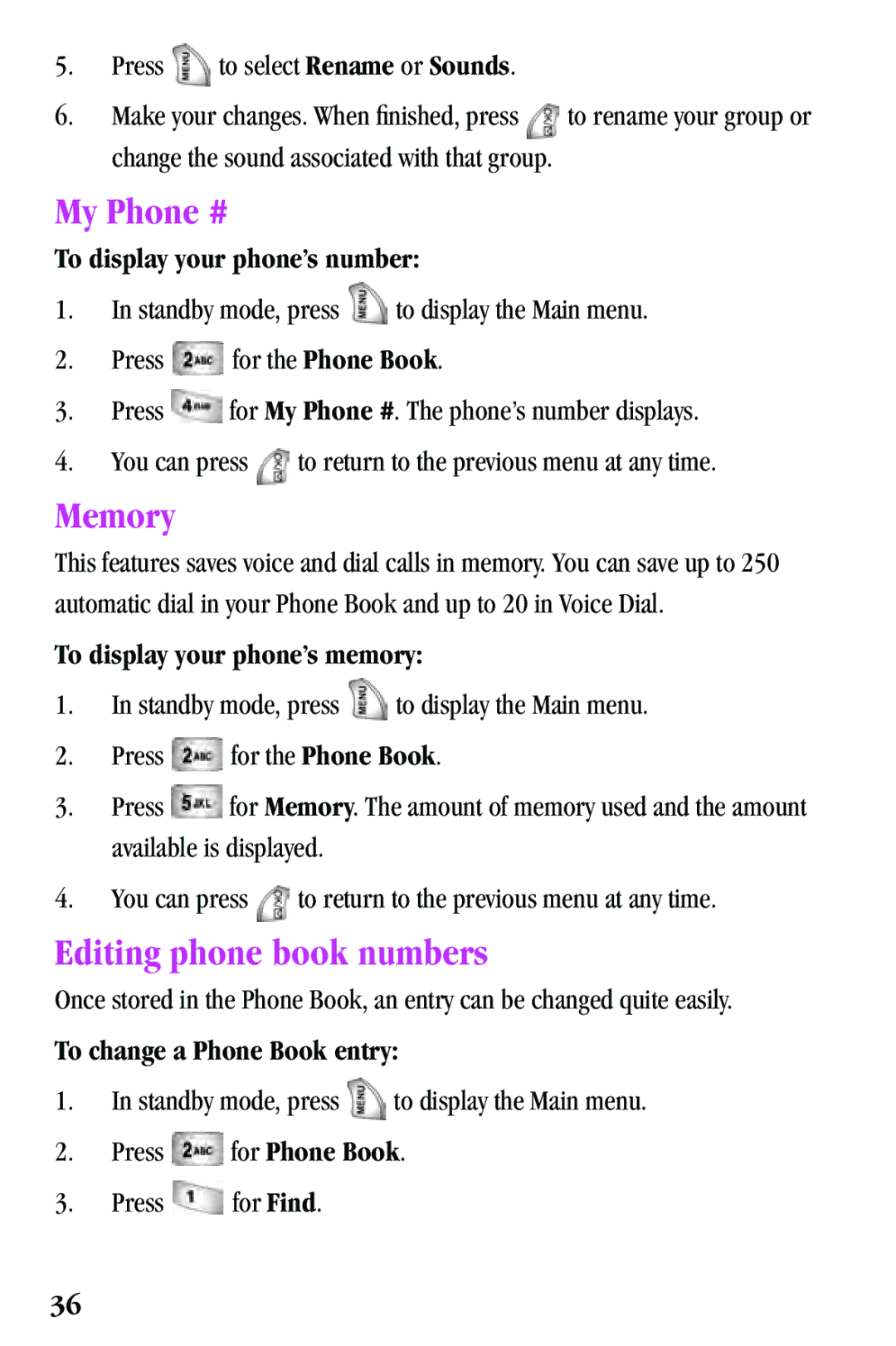 Samsung SPH-a500 Series manual My Phone #, Memory, Editing phone book numbers 