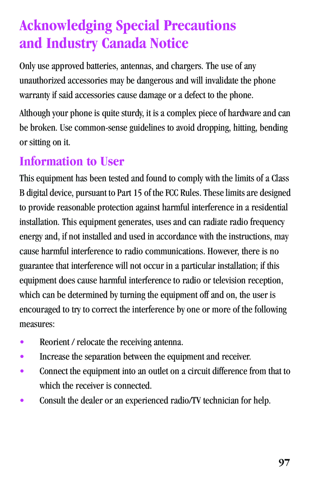 Samsung SPH-a500 Series manual Information to User 