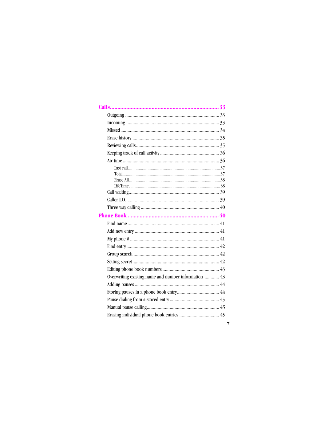 Samsung SPH-A540 manual Calls, Phone Book 