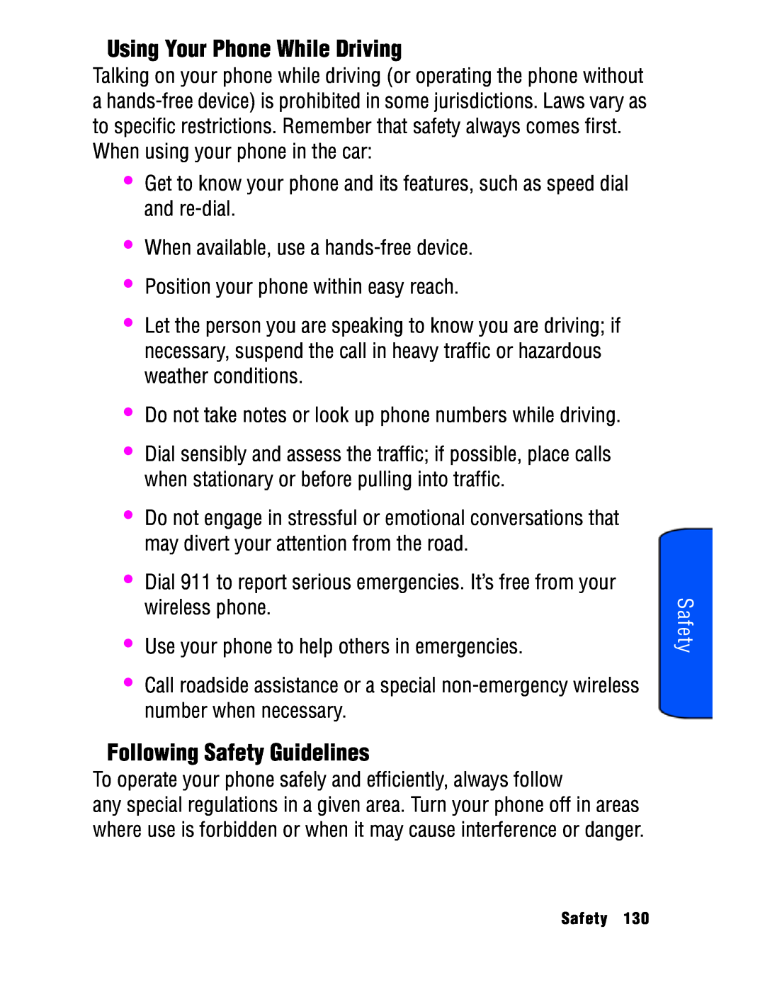 Samsung SPH-a740 manual Using Your Phone While Driving, Following Safety Guidelines 