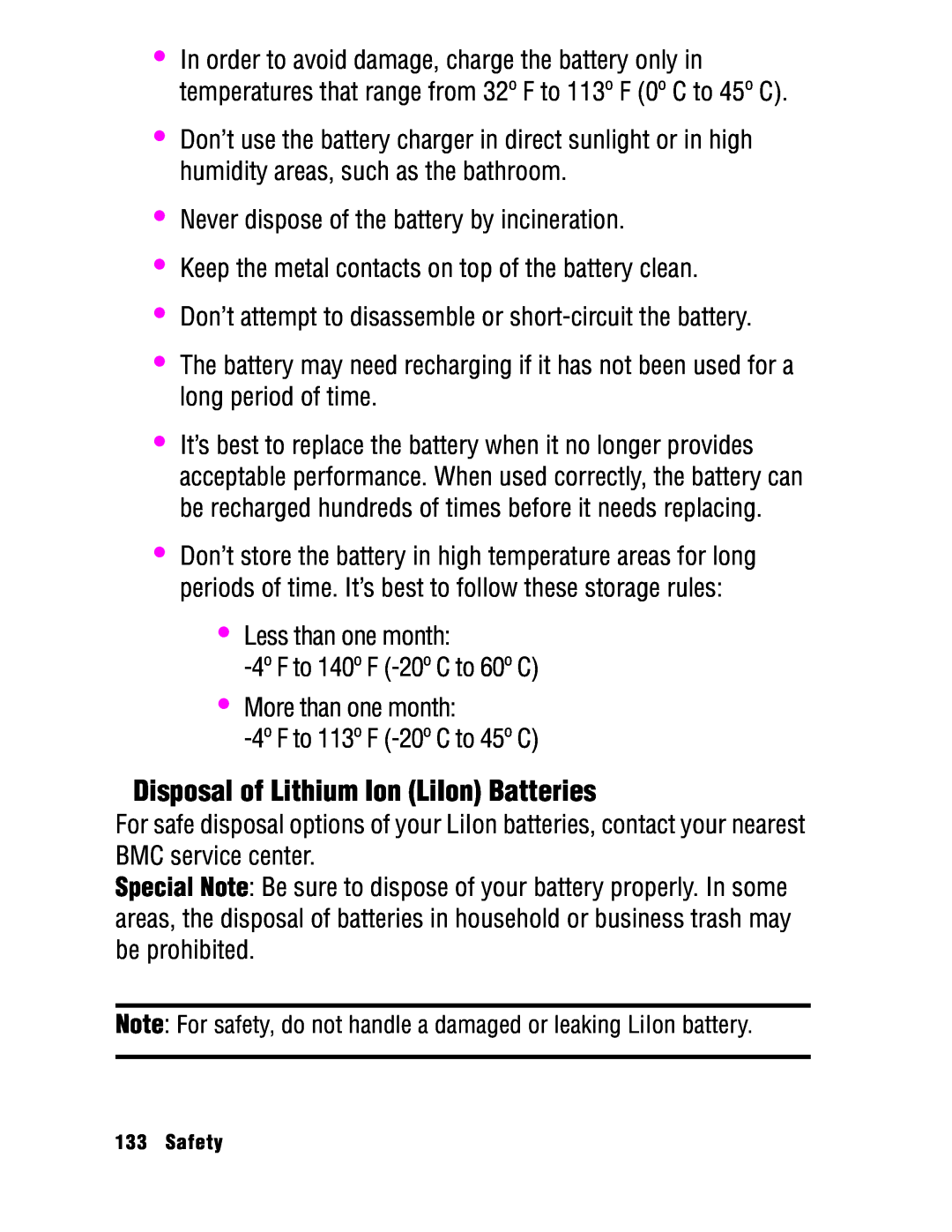 Samsung SPH-a740 manual Disposal of Lithium Ion LiIon Batteries 