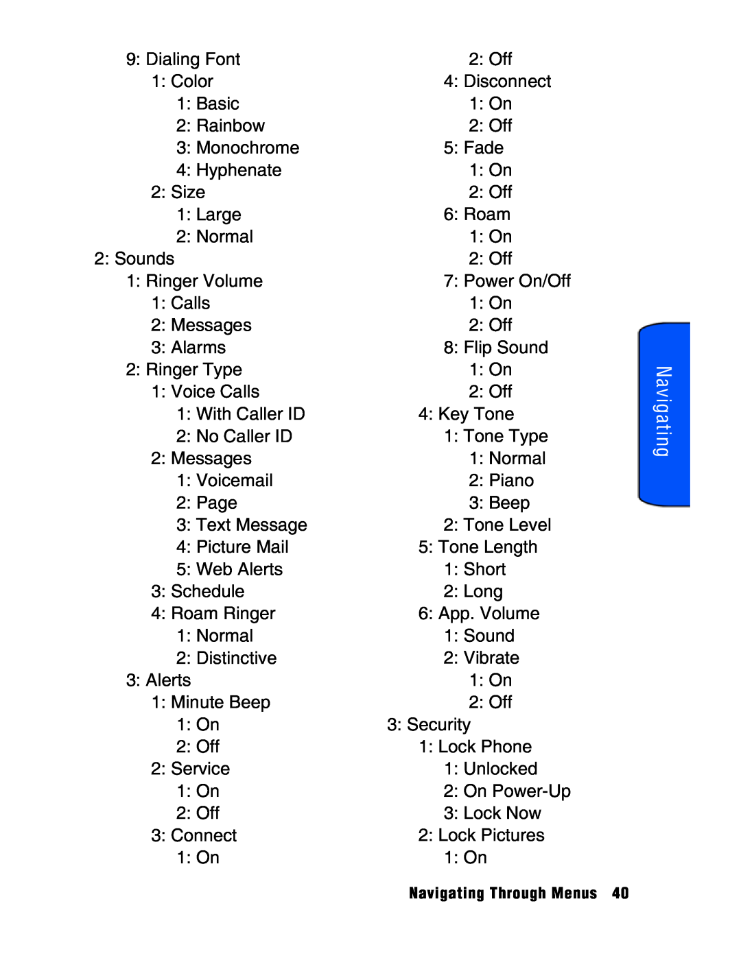 Samsung SPH-a740 manual Navigating, Power On/Off, On Power-Up 