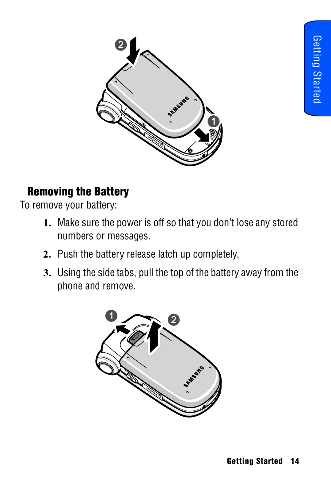 Samsung SPH-A920 manual Removing the Battery 