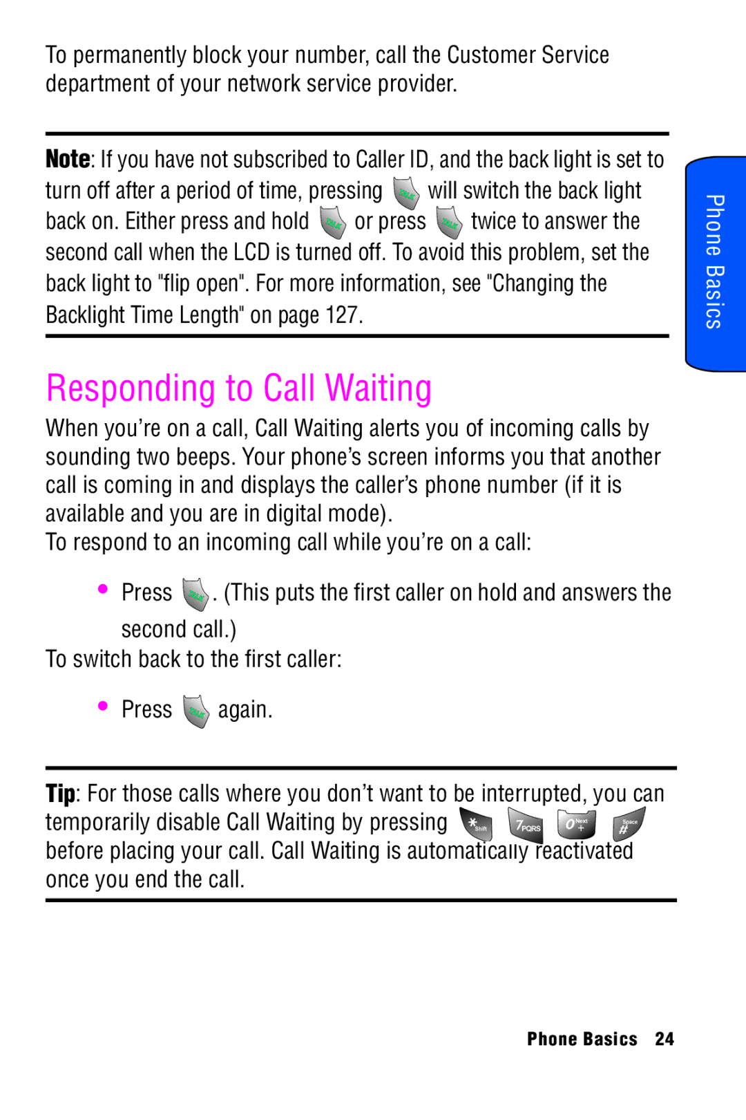 Samsung SPH-A920 manual Responding to Call Waiting, To respond to an incoming call while you’re on a call 