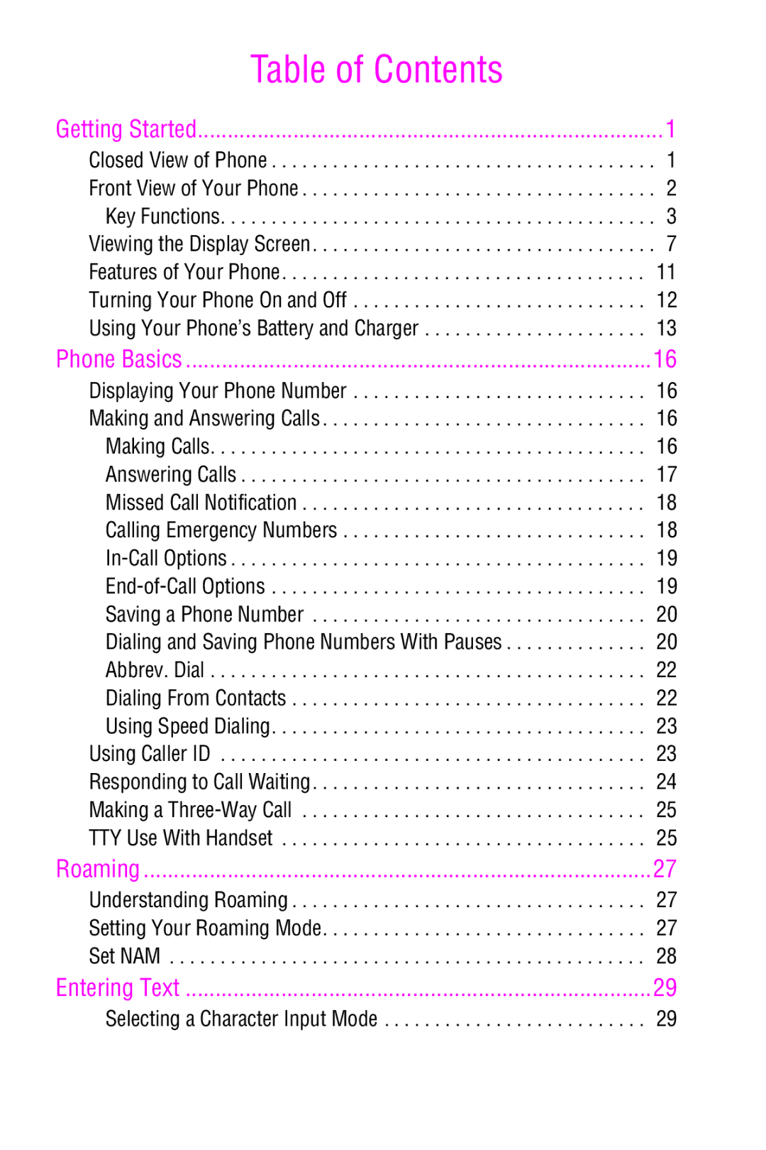 Samsung SPH-A920 manual Table of Contents 