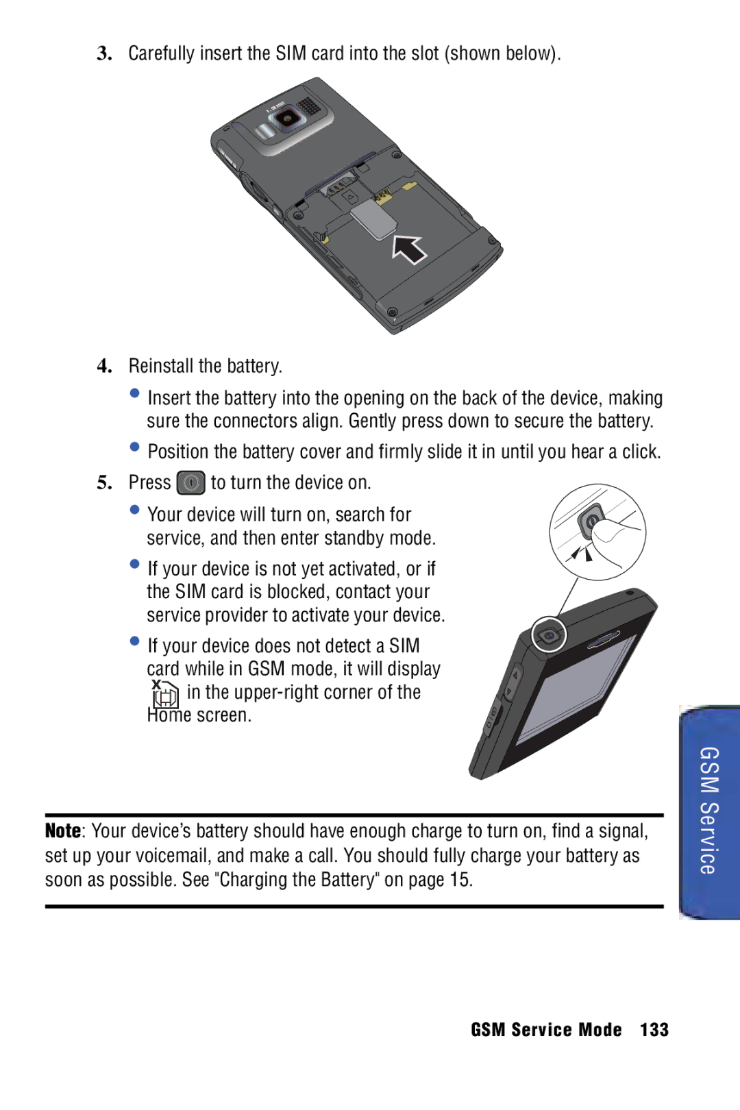 Samsung SPH-I325 manual GSM Service 