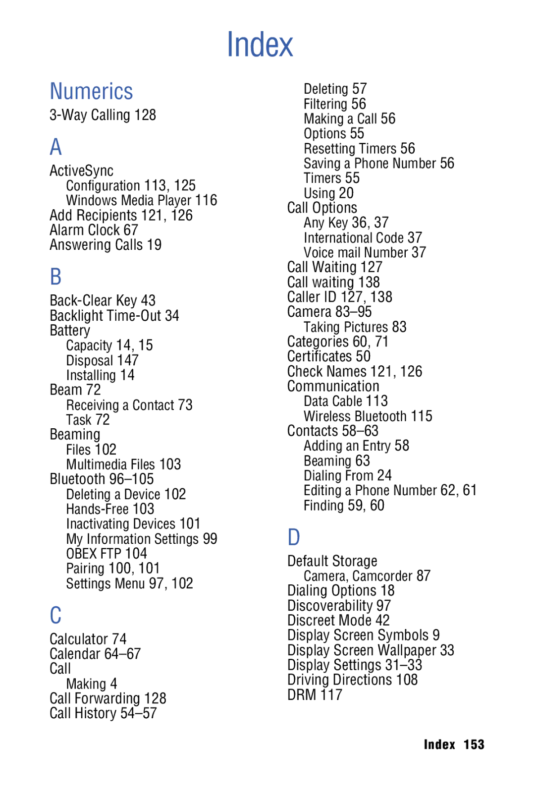 Samsung SPH-I325 manual Numerics 