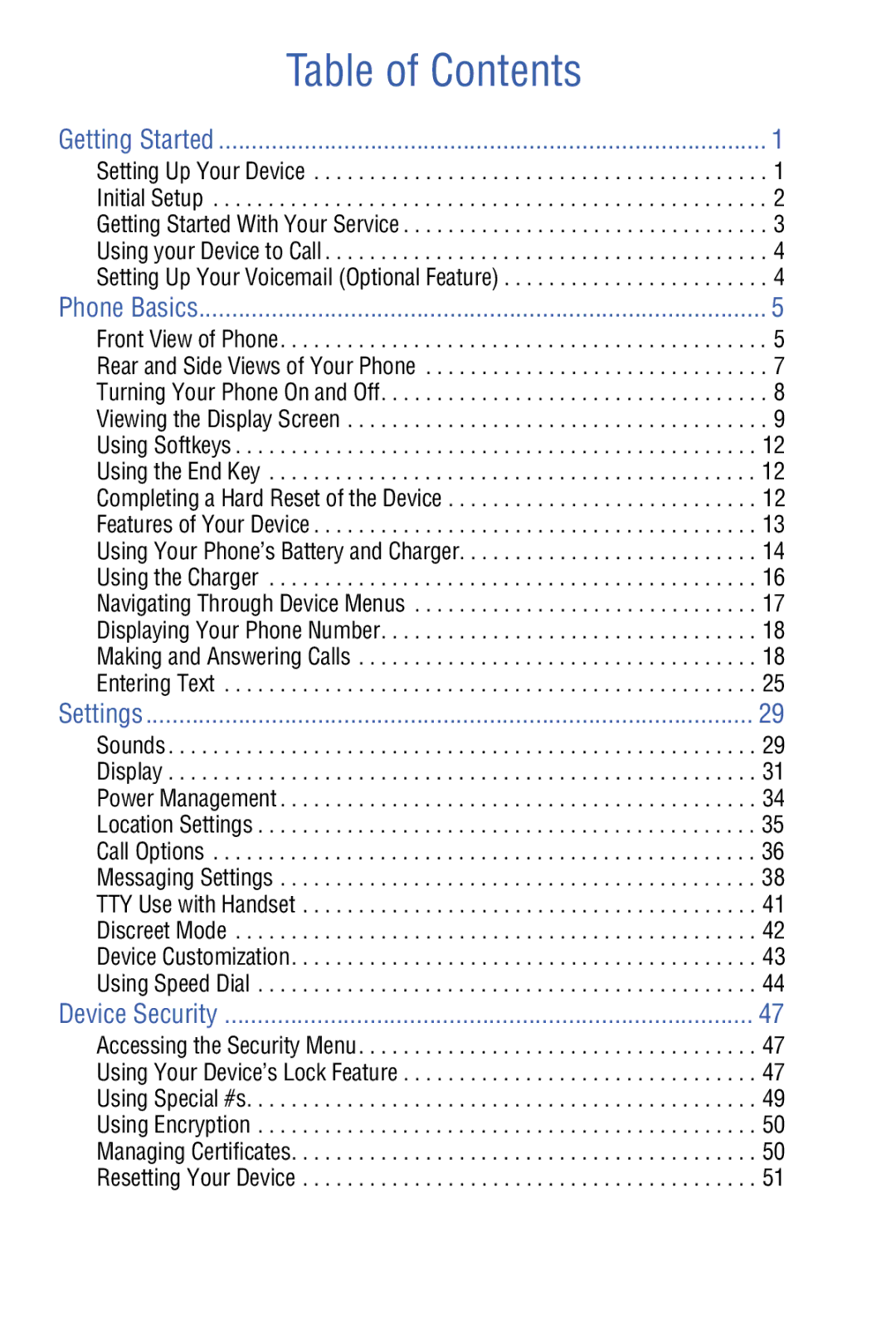 Samsung SPH-I325 manual Table of Contents 