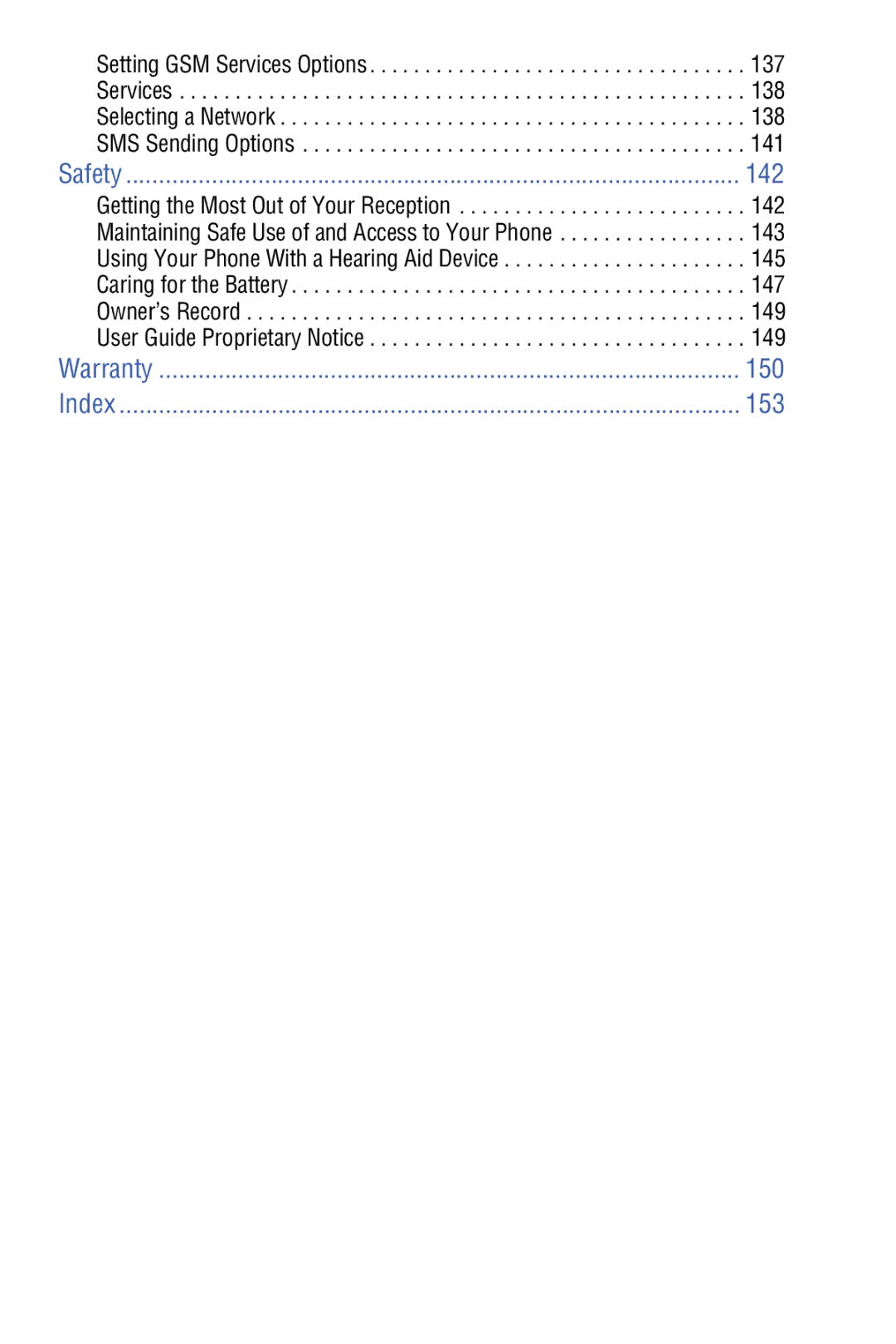 Samsung SPH-I325 manual 142, 150, 153 