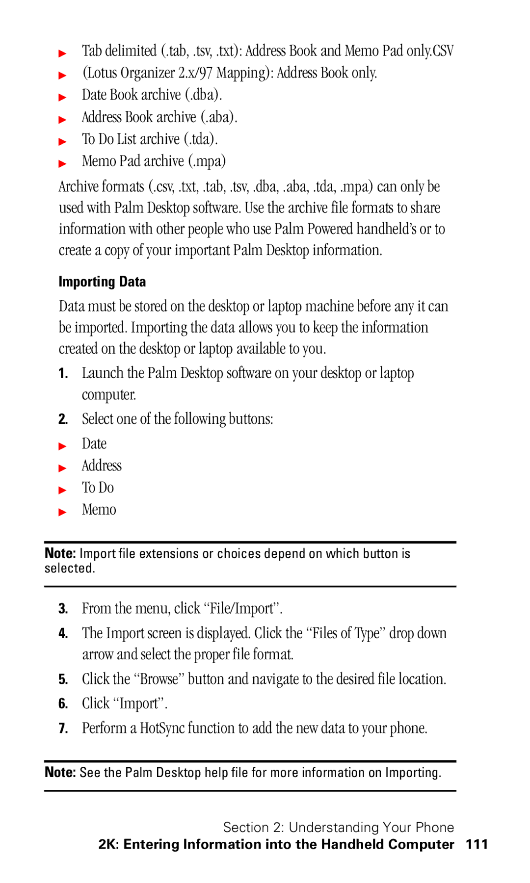 Samsung SPH-I330 manual Importing Data 