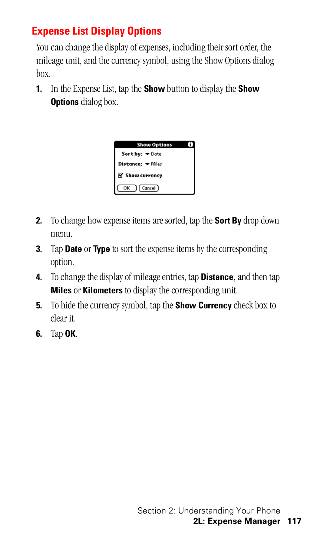 Samsung SPH-I330 manual Expense List Display Options 