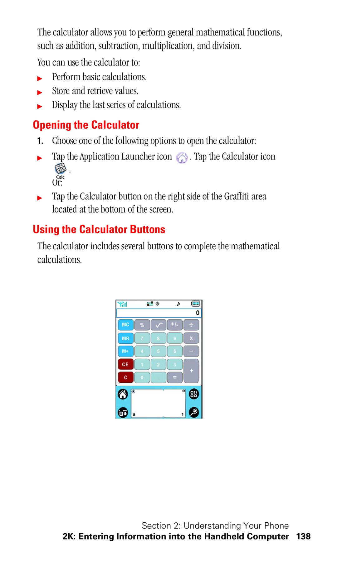 Samsung SPH-I330 manual Opening the Calculator, Using the Calculator Buttons 