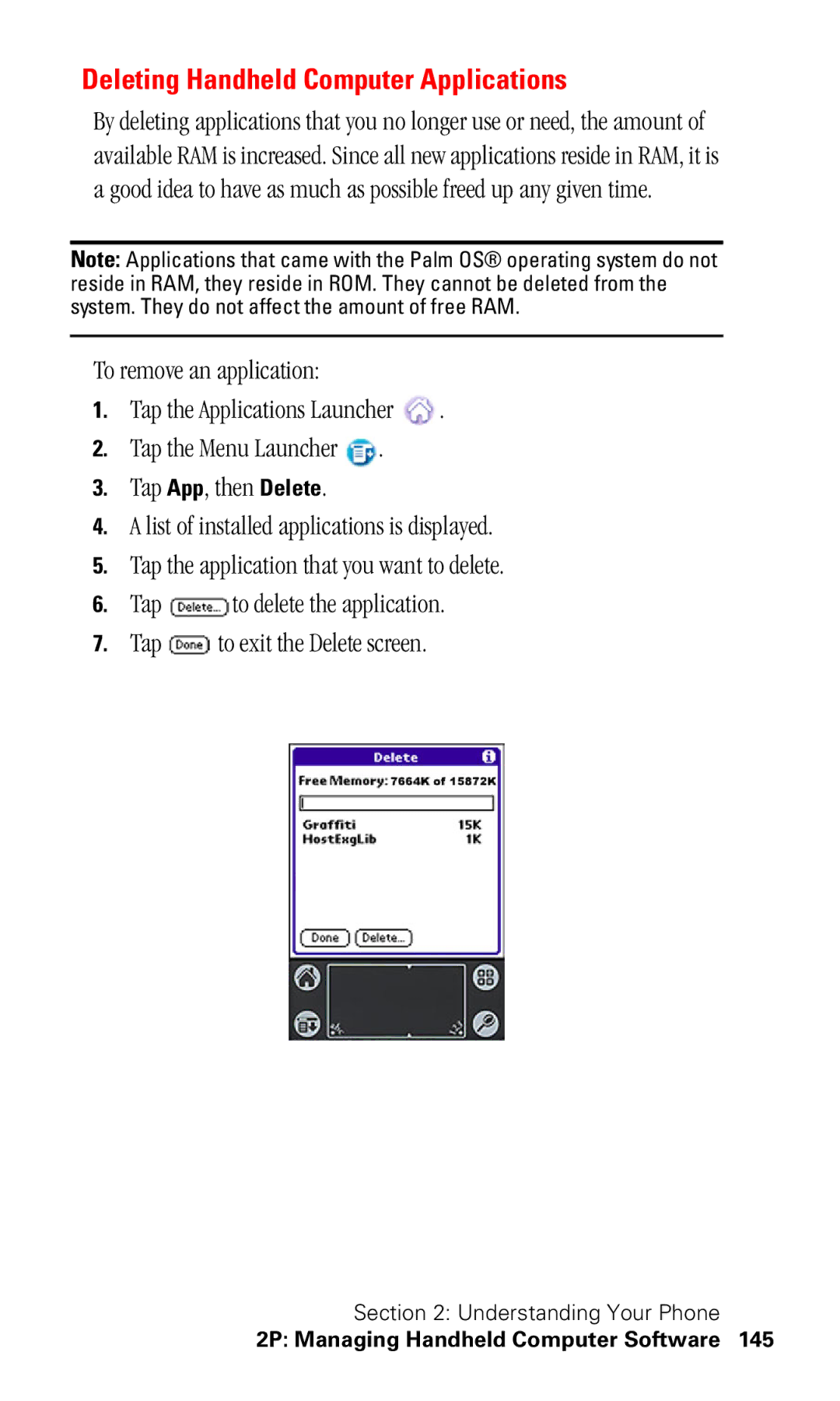 Samsung SPH-I330 manual Deleting Handheld Computer Applications 